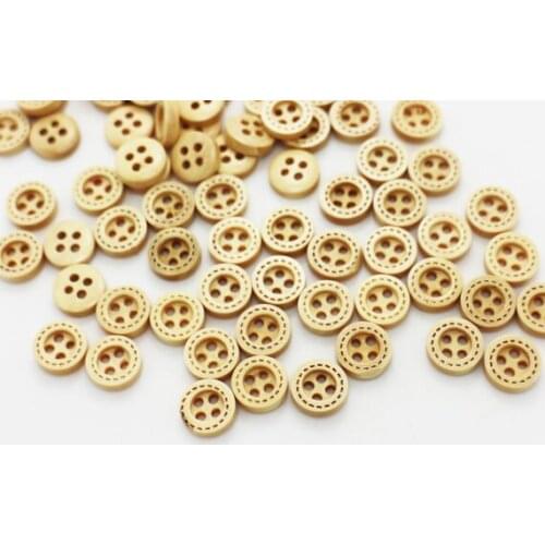 500pcs Mini Wood Buttons, Line Edge Tiny Button, Children, Baby Wide Edge Four Holes Sew On Buttons, DIY Bead 11mm