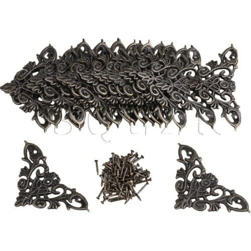 BQLZR 20pcs Bronze Desk Shelf Edge Cover Vintage Style Decor Corner Protector