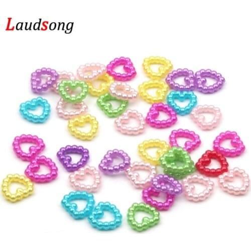 100pcs/lot 12mm Mixed Color Beading Acrylic Beads Love Heart Imitation Pearls For Art Scrapbooking DIY Scrapbook Decoration