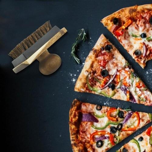 Pizza Oven Stone Cleaning Brush Wooden Professional Pizza Oven Brush Handle Pizza Household Grill Cleaning Tool