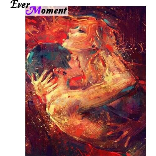 Ever Moment 5D DIY Diamond Painting Full Drill Kissing Lovers Broderie Diamond Portrait Diamond Mosaic Diamond Square ASF868