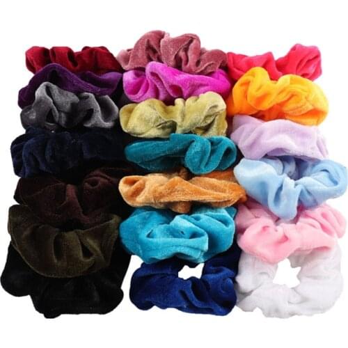 Flannel Hair Tie 20 Color Set European and American Autumn and Winter New Large Intestine Loop Hair Rope Hair Accessories