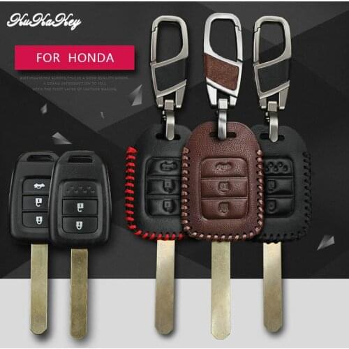 KUKAKEY Leather Car Key Case Cover For HONDA ACCORD CITY CIVIC CRV JAZZ HR-V HRV Vezel Remote Car Key Protection Shell