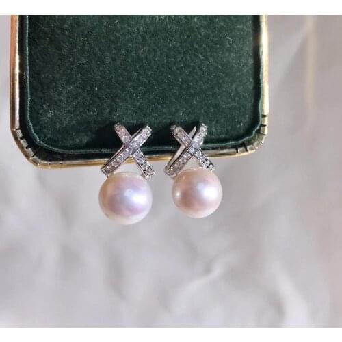 Cross 925 Sterling Silver Earrings Findings Settings Base Mountings Parts Mounts for Coral Pearls Agate Crystal Stones Jade