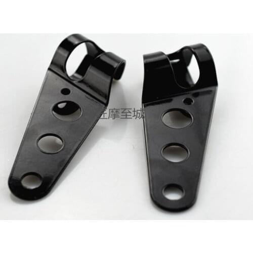 Partol 31-51mm Motorcycle Motorbike Headlight Mounting Bracket Black/silver Head Lamp Holder Fork Chopper Bobber Cafe Racer