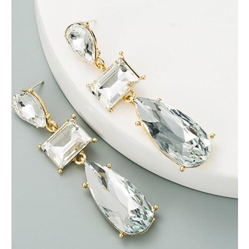 ZHINI Hot Sale Luxury Crystal Dangle Earrings For Women 2021 Unique Teardrop Zircon Dangle Earrings Wedding Jewelry Gift brincos