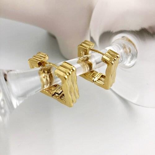 Monlansher Statement Square Geometric Hoop Earrings Gold Silver Color Metal Hoop Earrings for Women Trendy Earrings Jewelry