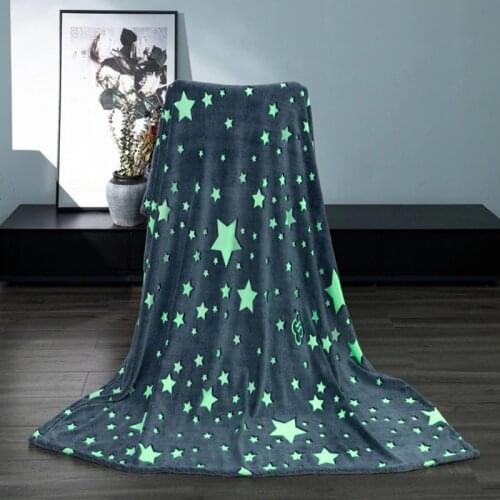 3Sizes Plush Soft Glow in The Dark Throw Blanket Double -Sided Flannel Fleece Sherpa