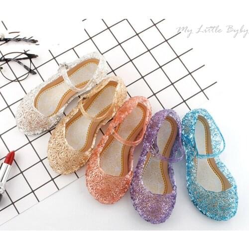 2020 New Kids Sandals Clogs Childrens Girls Cosplay Dress Up Party Sandals Crystal Princess Hollow Out Candy Color Shoes