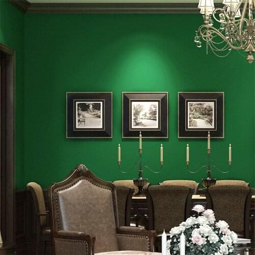 Beibehang American country retro pine flower green dark green non-woven wallpaper Southeast Asian living room wallpaper