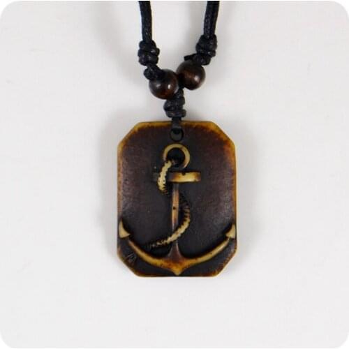 Anchor Resin Pendant Necklaces Amulet Lucky Gift Cool Tribal Totem Fashion Jewelry