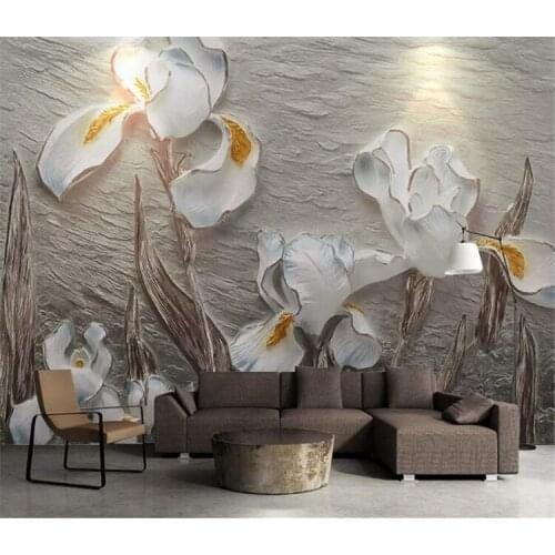 Custom Wall Cloth 3D Embossed Resin Phalaenopsis Mural Photo Wallpaper Living Room TV Bedroom Backdrop Wall Decor Wall Covering