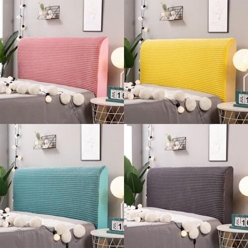 Simple Modern Soft Coral Fleece Solid Color Bedside Cover Full Enclosed Elastic Dust-proof Bed Head Cover/ Protective Cover