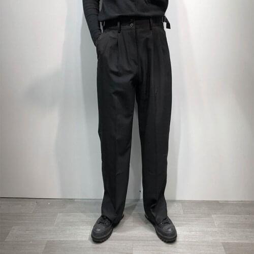 Harajuku style simple solid color loose thin casual mens straight pants