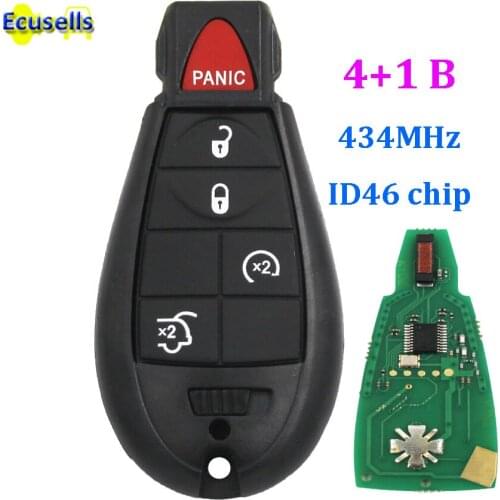 4+1 button 5 BTN keyless entry Remote Key fobik 433MHZ with ID46 PCF7941 chip for Chrysler JEEP DODGE