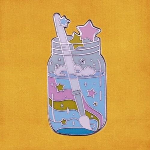 Rainbow Magical Watercolor Bottle paint water Enamel Pin Paint brush Painter Artist Creative Art brooch