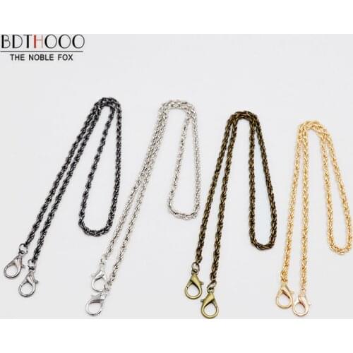 New 60cm Twist Chain Purse Bag Strap Metal Shoulder Bags Chain Copper/ Silver/ Balck/ Lightgold Replace Women Bag Accessories