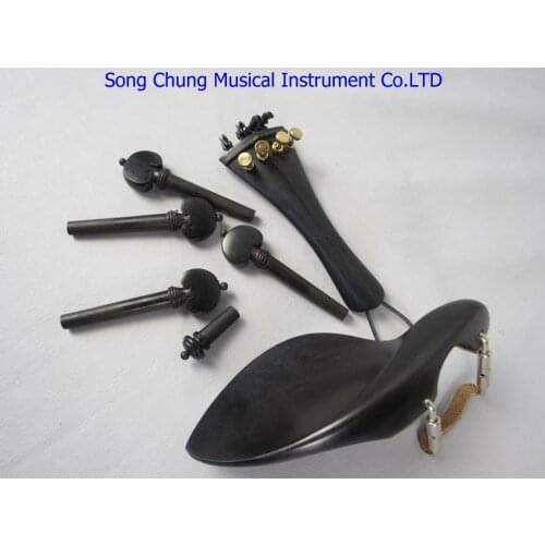High quality 5 sets of violin ebony fittings 4/4,beautiful ebony decoration