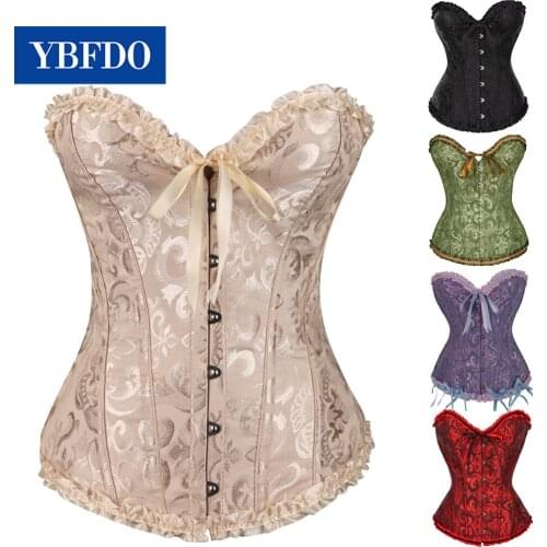 YBFDO Overbust Corset Sexy Lace Plus Size Erotic Women Bustier Corsets Lingerie Tops Brocade Victorian Fashion DropShipping
