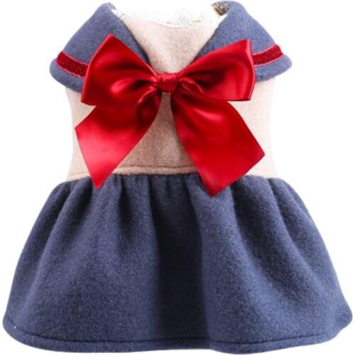 Winter Cat Dog Girl Party Dress Clothes Puppy Kitten Sweet Bow-tie Princess Skirt Clothing Pet Tutu Dresses for Small Dogs Cats
