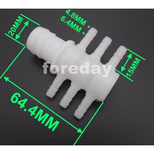 100PCS X 20mm 1 inlet 6 outlets exhaust air gas water pipe tap for Aquarium fish 6 WAYS tower-type > 100 degrees 6MM *FD209X100