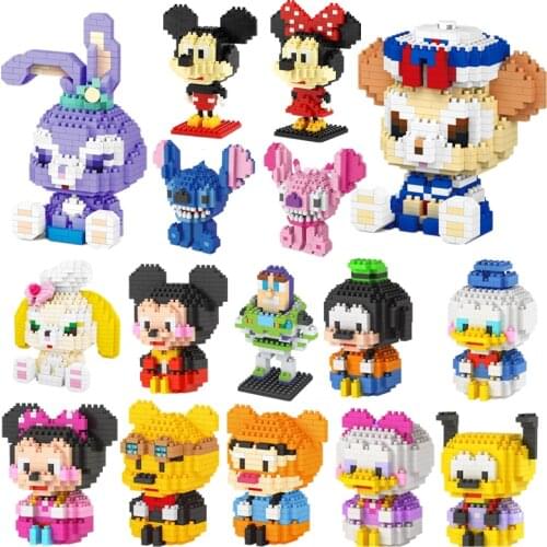 30 styles Disney Mickey Mouse Blocks Brick toys building Mini Blocks Cartoon Characters Teaching Units Compatible