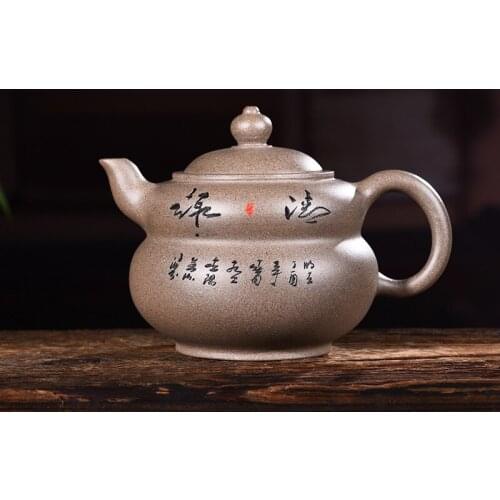 350ml Yixing Zisha Teapot Authentic Pure Handmade Green Ash Mud Gourd Tea Pot Kung Fu tea Kettle Purple Clay Tea Set