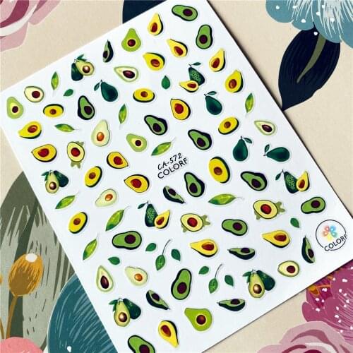 Fruit Avocado Shea nut Watermelon series 3D Back glue Nail decal Nail sticker Nail decoration Nail art Nail tool Nail ornament