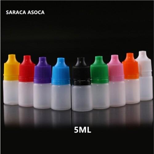 5ml Eye Drop Bottle Small Plastic Empty Bottle Nesse PE white cap transparent essential oil bottle 200pcs/lot