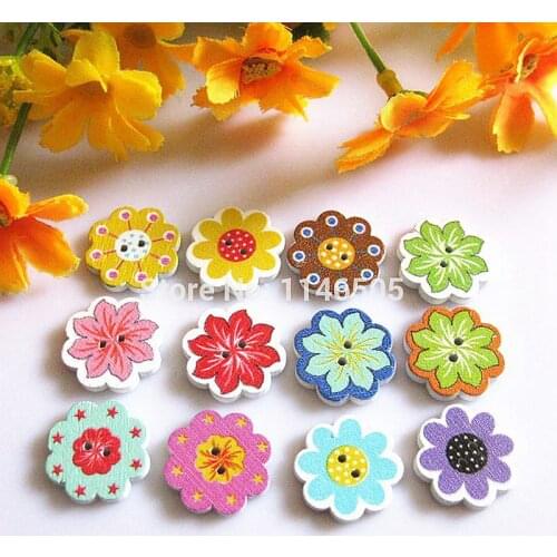 150pcs/lot 19mm Wooden Buttons Charm Mixed Sewing and Scrapbook Accessories botoes para artesanato