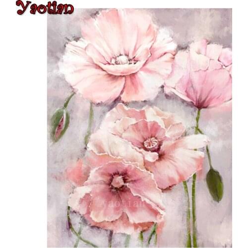 Pink Flower Lotus Diy 5D Diamond Painting New Arrival Full Square Round Drill Mosaic Embroidery Rhinestones Sale Home Decoration