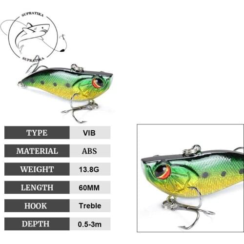 Bionic Bait Wobblers Sea Fishing Lure Outdoor 5 Color 6cm/13.8g VIB 3D Eyes Plastic Hard Bait 6# With Hook Depth Dive 0.5-3M