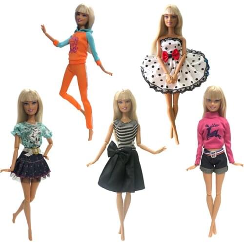 NK 5 Pcs/Set Mix Doll Noble Dress Beautiful Handmade Party Clothes Top Fashion Dress For Barbie Doll Girls Gift 034A