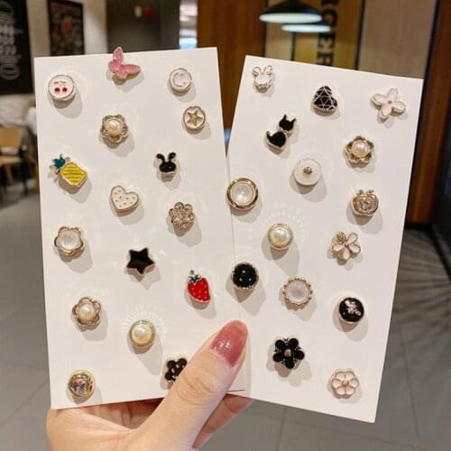 10PC Anti-Exposure Buckle Fashion Brooch Women Pin Clothes Decoration Cute Neckline Fastener Nail Pearl Button Accessory