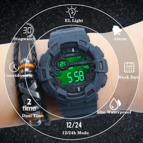 SKMEI Men Sports Watches LED Digital Outdoor Waterproof Alarm Chrono Military Wristwatches Electronic Clock Relogio Masculino