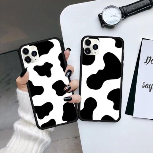 New White Black Cow Phone Case for IPhone 12 mini 6S 7 8 PLUS XS XR MAX 11 PRO SE 2020 Back Case Cover
