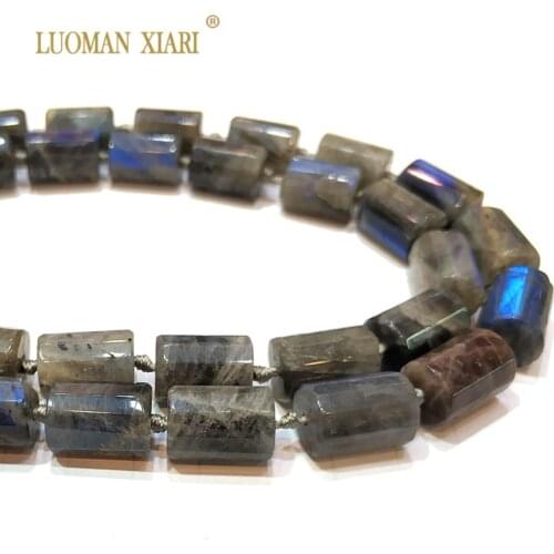 LUOMAN XIARI Natural Labradorite Facted Cylindrical Stone Beads For Jewelry Making DIY Bracelet Necklace 11*16 mm Strand 15"