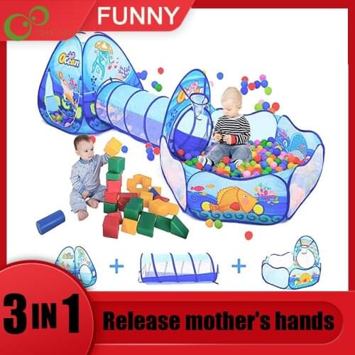 Ocean Balls Pool Foldable Kids Play Tent Playpen Tunnel Play House 3 In 1 Play Tent Baby Toys Ball Pool for Children Kids WYW