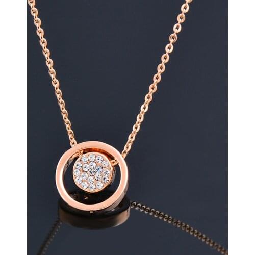 KIOOZOL Unusual Rolling Cylinder Pendant Micro Inlaid Cubic Zirconia White Gold Plated Choker Necklace For Women Jewelry 418 KO3