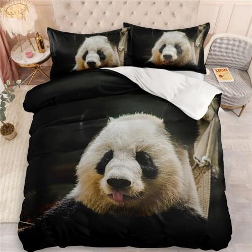 Animal Lion Wolf Panda Pattern Bedding Set Bed Linings Duvet Cover Bed Sheet Pillowcases Cover Set