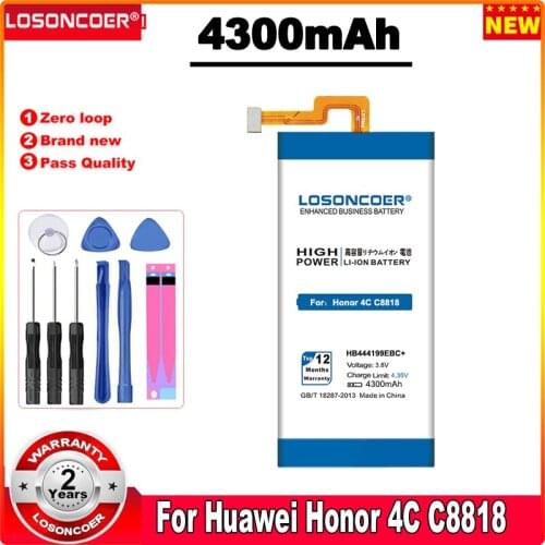 LOSONCOER 4300mAh New HB444199EBC+ Battery For Huawei Honor 4C C8818 Battery CHM-UL00 CHM-TL00H CHM-CL00 Mobile Phone Battery