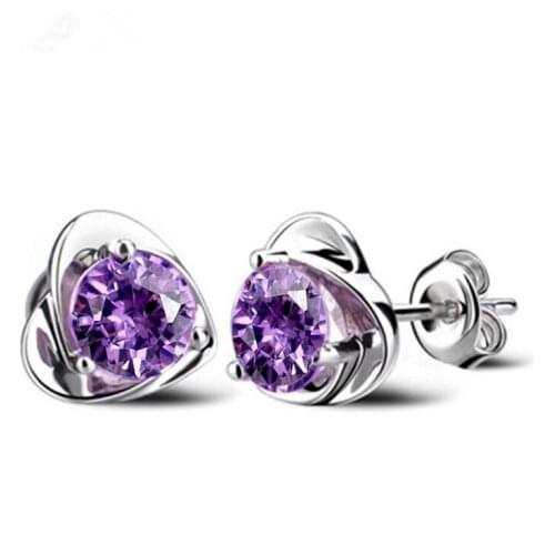 LycorisSmart 2017 New Heart Purple color 925 sterling silver earrings of women love Jewelry wedding gift