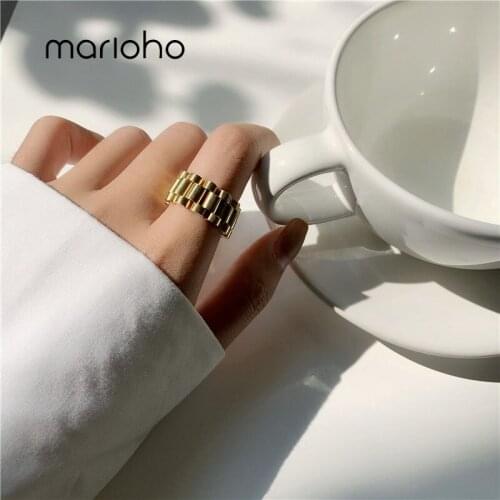 Marioho Metal Chain Ring Retro Fashion Wild Fashionable Index Finger Ring Hip-hop Geometric Strap Ring Female Party Jewelry