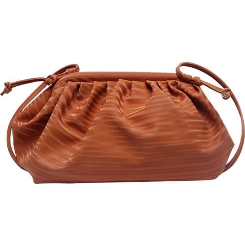 Fashion Exquisite Shopping Bag Simple Solid Color Cloud Handbags Daily Pleated Shoulder Messenger Bag for Women