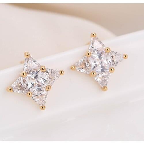 DE159 Fashion Delicacy Beautiful 4A Zircon Geometry Rhombus Ear Stud GIRLS Gift Party Banquet WOMENS Jewelry Earrings 2021
