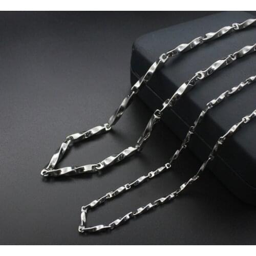 Mens Stainless Steel Twisted Chains Round Link Chain Necklace Silver Color Tone Unisex Men Jewelry Cadenas Para Hombre