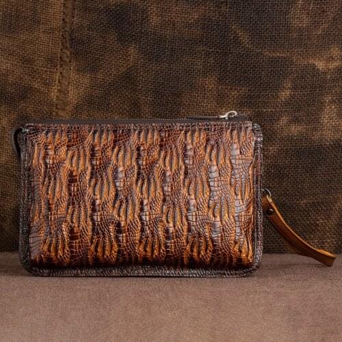 Top Quality Genuine Cow Leather Male Clutch Bag Casual Style Mens Wallet Black Luxury Brand Mens Handbag