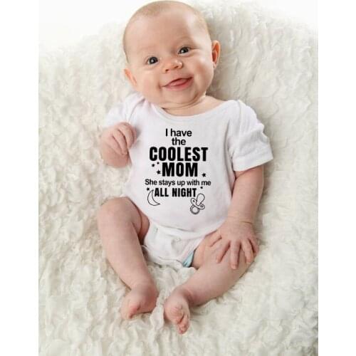 Newborn Baby SummerRomper I Have The Coolest Mom Print Infant Unisex Jumpsuit Toddler Boys Girls Fashion Playsuit