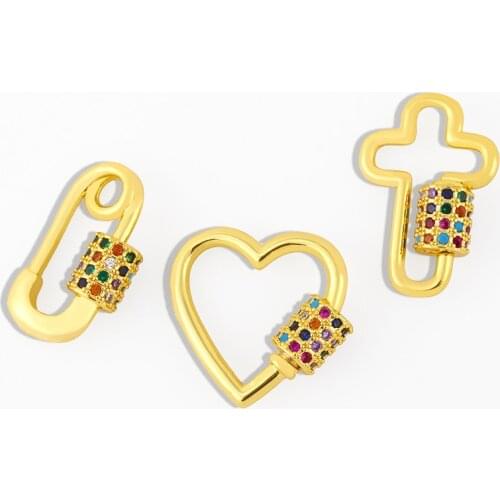 OCESRIO DIY Pendant Carabiner Heart Screw Clasps Decoration For Hand made Mesh Chains Gothic Jewelry Making Supplies cspa003