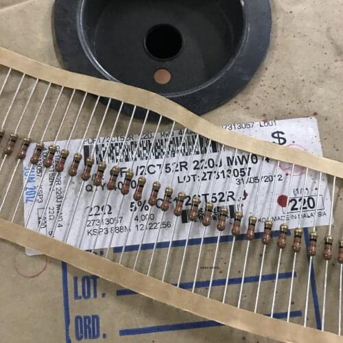 Original new 100% thick copper foot carbon film color ring resistance CF1/2CT52R220J 1/2W 22R 5% (Inductor)